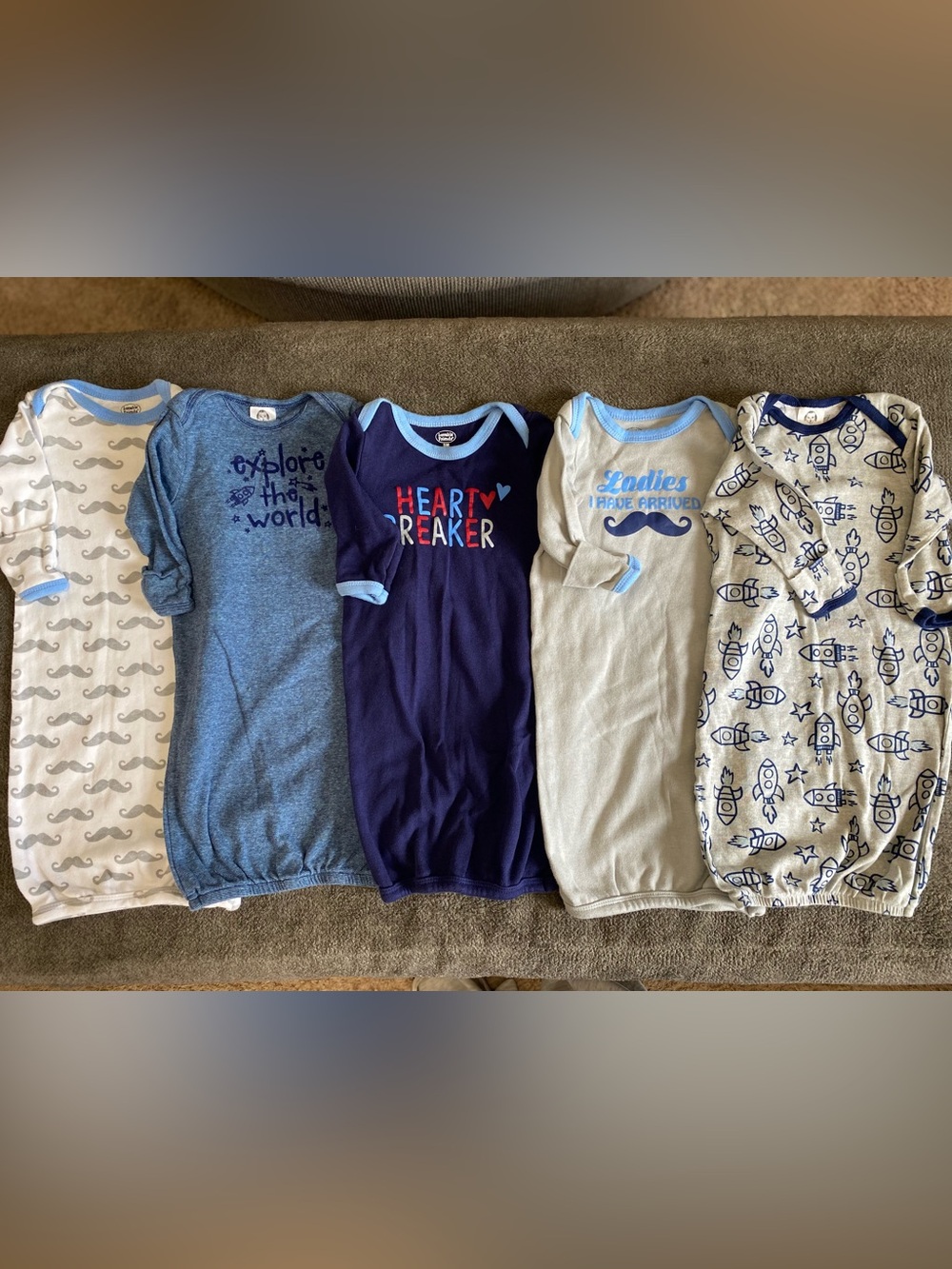 Gerber and Lovable Friends Baby Boys Sleepers Gowns Lot 0-6 Months